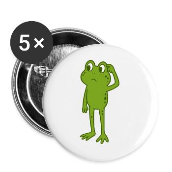 Frosch kratzt sich am Kopf - Buttons groß 56 mm (5er Pack) - Weiß - Vorne