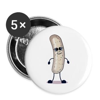 Weißwurst Würstchen - Buttons groß 56 mm (5er Pack) - Weiß - Vorne
