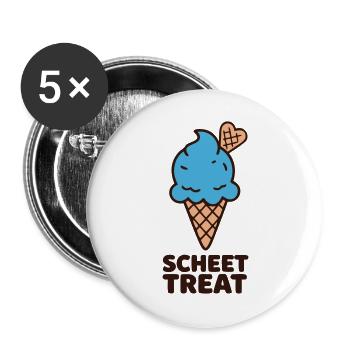 Blaue Eiscreme Schriftzug - Buttons groß 56 mm (5er Pack) - Weiß - Vorne