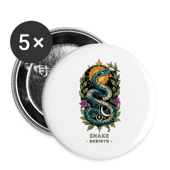 SCHLANGENTOTEM Wiedergeboren - Buttons groß 56 mm (5er Pack) - Weiß - Vorne