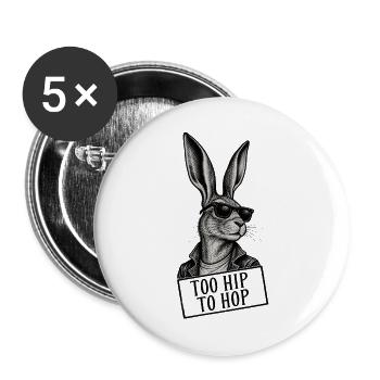 Too Hip to Hop – Cooler Hase mit Sonnenbrille - Buttons groß 56 mm (5er Pack) - Weiß - Vorne