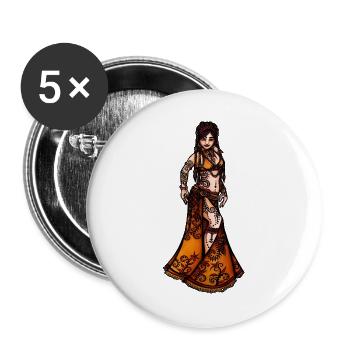 Bernsteinfarbenes Sonnenuntergangs-Bauchtanzkleid - Buttons groß 56 mm (5er Pack) - Weiß - Vorne