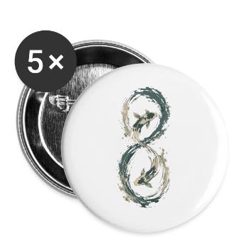 Koi-Unendlichkeitsfluss - Buttons groß 56 mm (5er Pack) - Weiß - Vorne