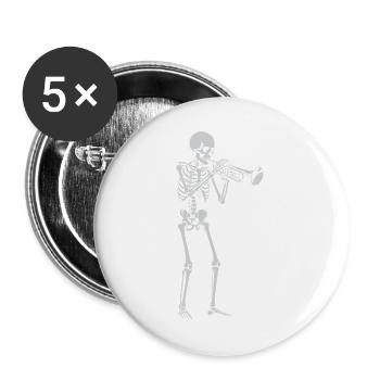 Skeleton spielt Trompete - Buttons groß 56 mm (5er Pack) - Weiß - Vorne