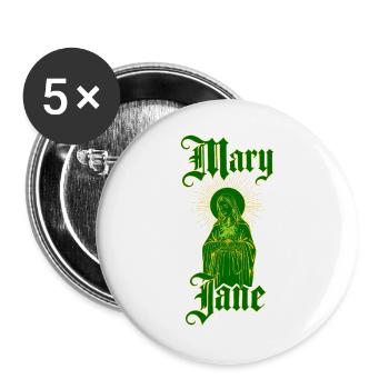 Vintage Mary Jane — 4:20 Gothic Cannabis Ritual - Buttons groß 56 mm (5er Pack) - Weiß - Vorne