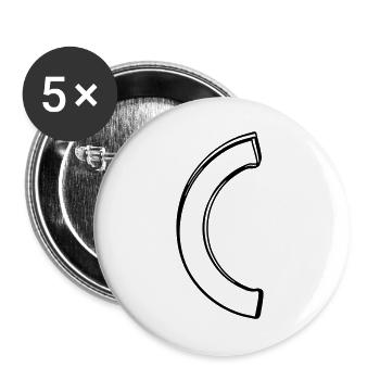 Runde Klammer handgezeichnet - Buttons groß 56 mm (5er Pack) - Weiß - Vorne