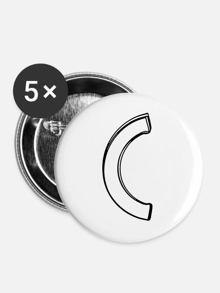 Runde Klammer handgezeichnet - Buttons groß 56 mm (5er Pack) - Weiß