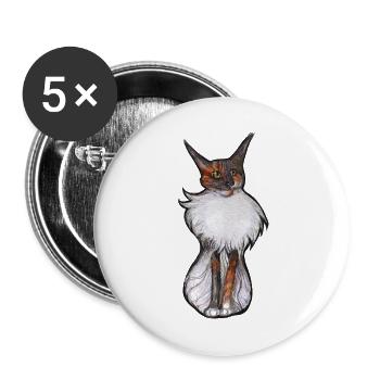 Verspieltes Calico-Katzenporträt - Buttons groß 56 mm (5er Pack) - Weiß - Vorne