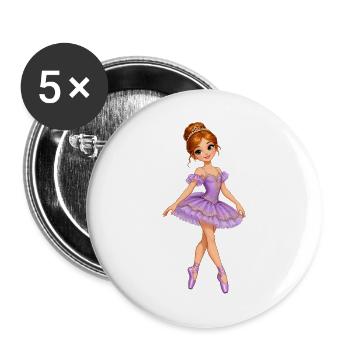 Lavendel Prinzessin Ballett Design - Buttons groß 56 mm (5er Pack) - Weiß - Vorne