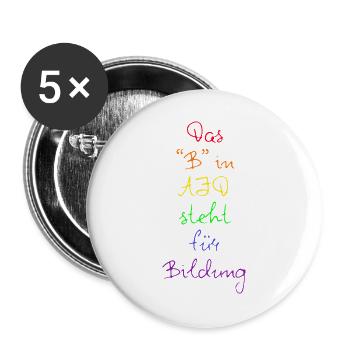 DAS B IN AFD STEHT FÜR BILDUNG, GEGEN RECHTE - Buttons groß 56 mm (5er Pack) - Weiß - Vorne