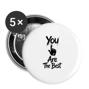 Du bist die beste Neon-Hand - Buttons groß 56 mm (5er Pack) - Weiß - Vorne