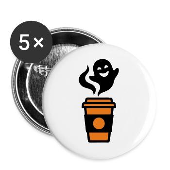 Kaffeebecher Geist Halloween Logo - Buttons groß 56 mm (5er Pack) - Weiß - Vorne