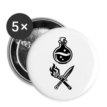 Zaubertrank Schwert Gilden Logo - Buttons groß 56 mm (5er Pack) - Weiß - Vorne