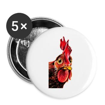 Hahnkopf Porträt - Buttons groß 56 mm (5er Pack) - Weiß - Vorne