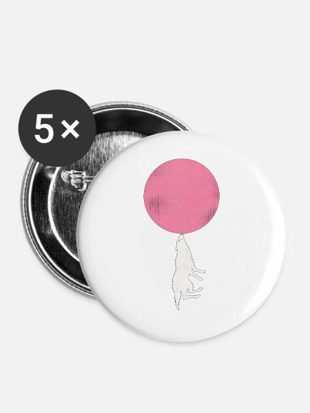Ballonfuchs Silhouette - Buttons groß 56 mm (5er Pack) - Weiß