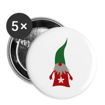 Wichtel Schneeflocke Wald Winter Weihnachten Deko - Buttons groß 56 mm (5er Pack) - Weiß - Vorne