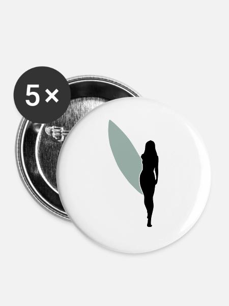 surfgirlshape1 - Buttons groß 56 mm (5er Pack) - Weiß