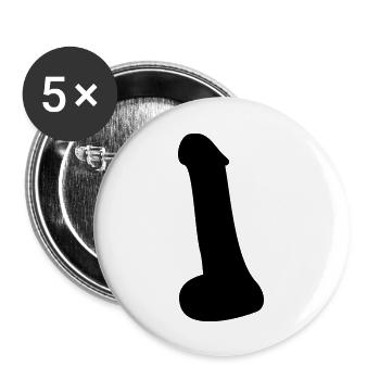 Penis - Buttons groß 56 mm (5er Pack) - Weiß - Vorne