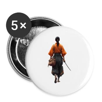 Silhouette de samouraï en robe orange - Lot de 5 grands badges (56 mm) - blanc - Devant