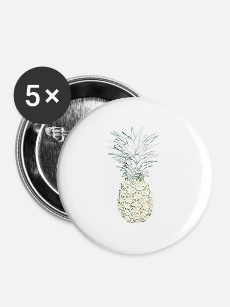 Ananas - Buttons groß 56 mm (5er Pack) - Weiß