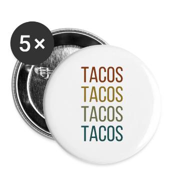 Tacos Retro Vintage - Buttons groß 56 mm (5er Pack) - Weiß - Vorne