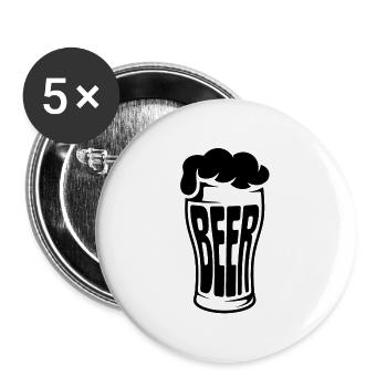 Bière - T-shirt logo de bière drôle - Lot de 5 grands badges (56 mm) - blanc - Devant