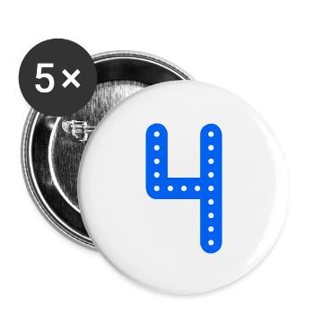 4 ANS. 4e ANNIVERSAIRE. ANNIVERSAIRE 4 ANS. 4 - Lot de 5 grands badges (56 mm) - blanc - Devant