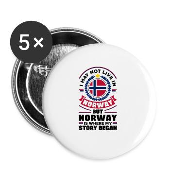 Norvège Norvège Norvège Drapeau Norvège Ressortissant - Lot de 5 grands badges (56 mm) - blanc - Devant
