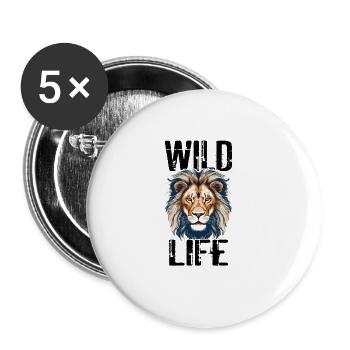Lion Wild Life Lion Head Predator Colorful Art - Buttons large 2.2''/56 mm (5-pack) - white - Front