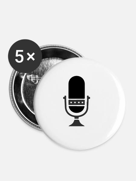 Mikrofon Podcast - Buttons groß 56 mm (5er Pack) - Weiß