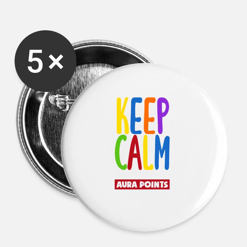 Keep Calm And Gain Aura Points Daily Trendy Viral - Buttons large 2.2''/56 mm (5-pack) - white