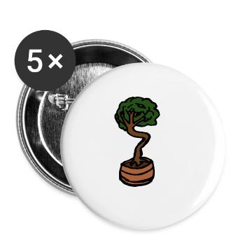 Kleiner Baum Bonsai - Buttons groß 56 mm (5er Pack) - Weiß - Vorne