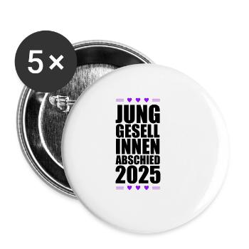 Junggesellinnen Abschied Herz 2025 - Buttons groß 56 mm (5er Pack) - Weiß - Vorne