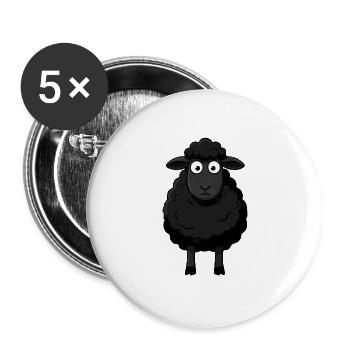 Black Sheep Sheep Gift Farmer - Buttons large 2.2''/56 mm (5-pack) - white - Front