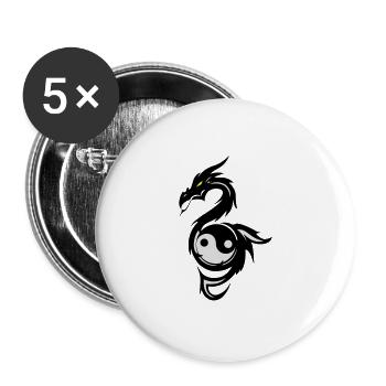Dragon Ying & Yang - Buttons large 2.2''/56 mm (5-pack) - white - Front