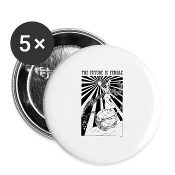 Die Zukunft ist weiblich - Buttons groß 56 mm (5er Pack) - Weiß - Vorne