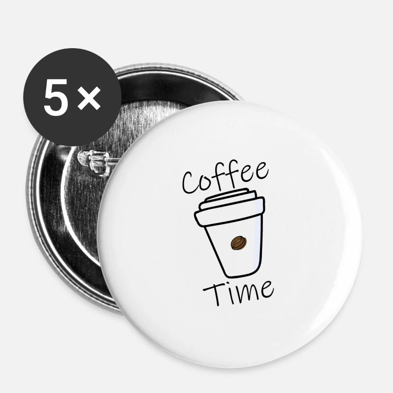 Coffee Time - Buttons large 2.2''/56 mm (5-pack) - white
