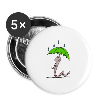Worm with umbrella - Buttons large 2.2''/56 mm (5-pack) - white - Front