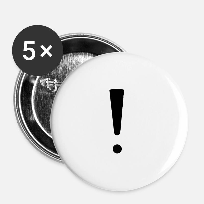 exclamation mark - Buttons large 2.2''/56 mm (5-pack) - white