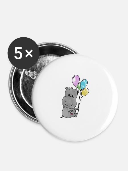 Hippo - Buttons groß 56 mm (5er Pack) - Weiß