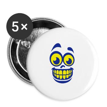 grand sourire dents oeil content - Lot de 5 grands badges (56 mm) - blanc - Devant