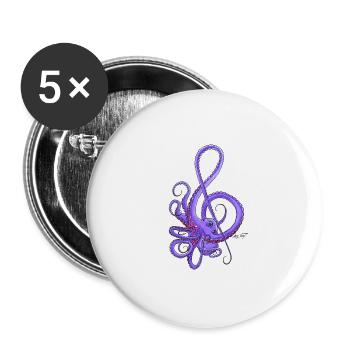 Notenschlüssel Kraken - Buttons groß 56 mm (5er Pack) - Weiß - Vorne