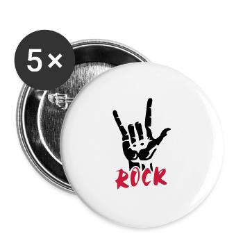 Rock Musik Hand Sound - Buttons groß 56 mm (5er Pack) - Weiß - Vorne