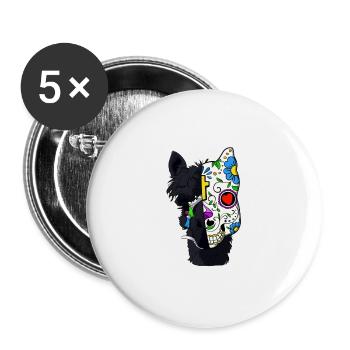 Llamaween - Lot de 5 grands badges (56 mm) - blanc - Devant