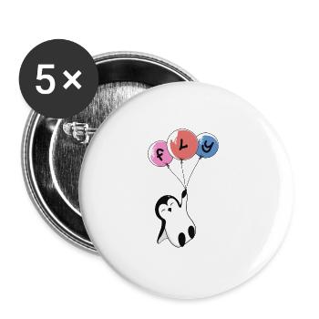Pingouin volant. - Lot de 5 grands badges (56 mm) - blanc - Devant