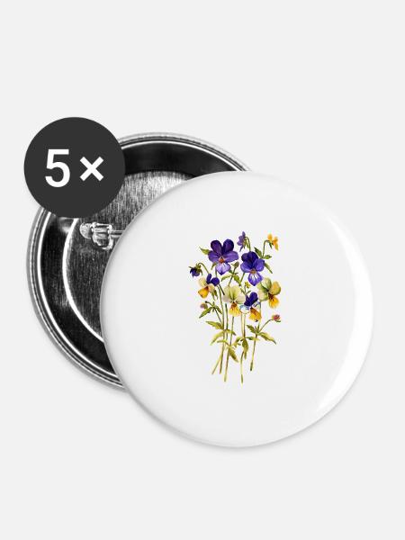 Neffe es Blumen - Buttons groß 56 mm (5er Pack) - Weiß