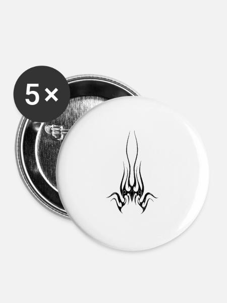 Tribal - Buttons groß 56 mm (5er Pack) - Weiß