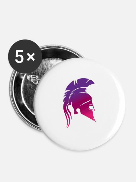 Sparta Design, violett - Buttons groß 56 mm (5er Pack) - Weiß