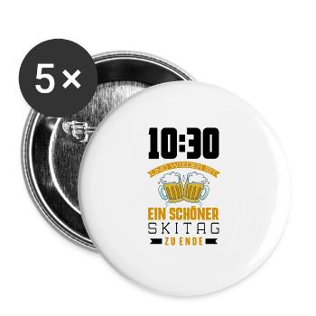 Humorvoller Ski fahren Spruch, Ski Geschenk - Buttons groß 56 mm (5er Pack) - Weiß - Vorne