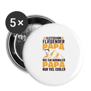 Gleitschirm Fliegender Papa Herren Paragliding - Buttons groß 56 mm (5er Pack) - Weiß - Vorne